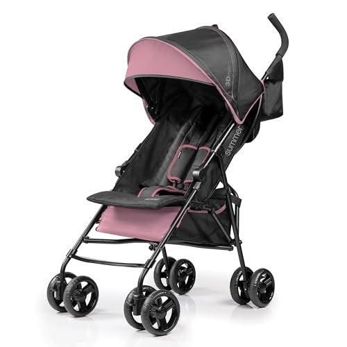 ingenuity Ingenuity 3D Mini Convenience Stroller Lightweight Stroller with Compact Fold MultiPosition Recline Canopy with Pop Out Sun Visor and More Umbrella Stroller for Travel Pink