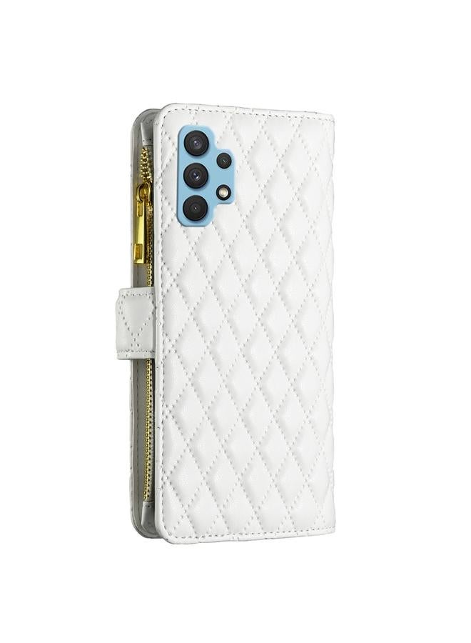 S-TOP Case For Samsung Galaxy A32 4G Diamond Lattice Zipper Wallet Leather Flip Phone Case - Image 3