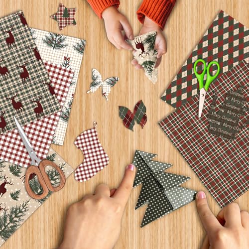 EAMOTOL Christmas Decorative Scrapbook Paper Pad - 12x 12in 24 Sheets Patterns Designed Decoupage Supplies for Journaling Folded Cardstock Making Origami DIY Crafts Gift Wrapping Material - Image 5