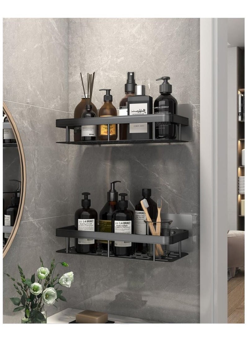 Arabest 2 Packs Bathroom Shower Shelf, Bathroom Organizer Shower Caddy Shelf, Bathroom Storage Shelf, Wall Shelf, No Drilling wall mounted Shower Shelves Black  - Image 1
