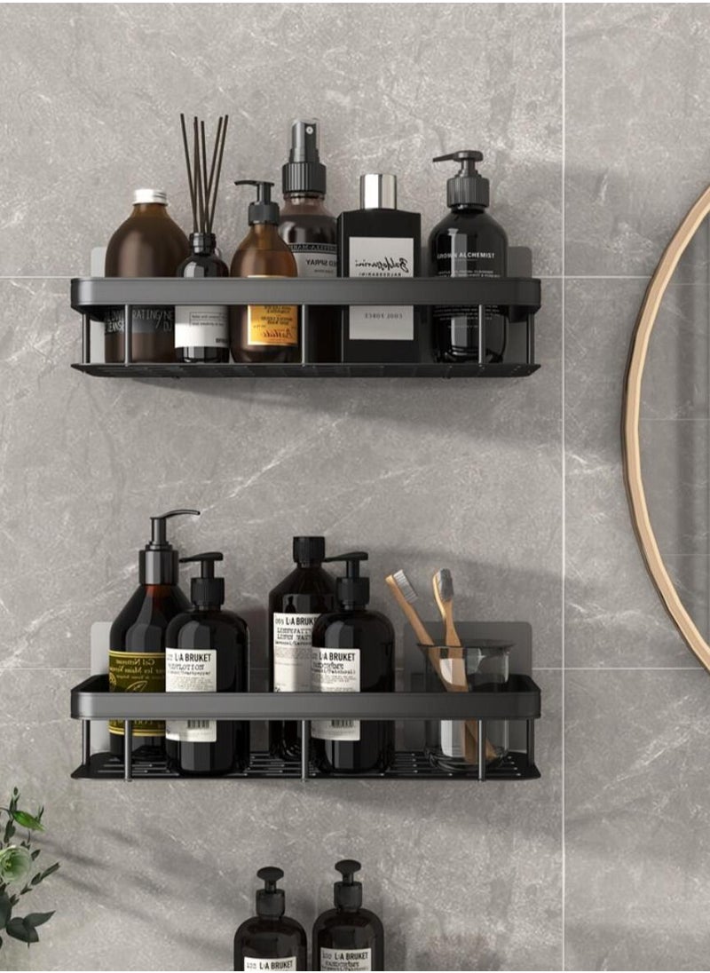 Arabest 2 Packs Bathroom Shower Shelf, Bathroom Organizer Shower Caddy Shelf, Bathroom Storage Shelf, Wall Shelf, No Drilling wall mounted Shower Shelves Black  - Image 2