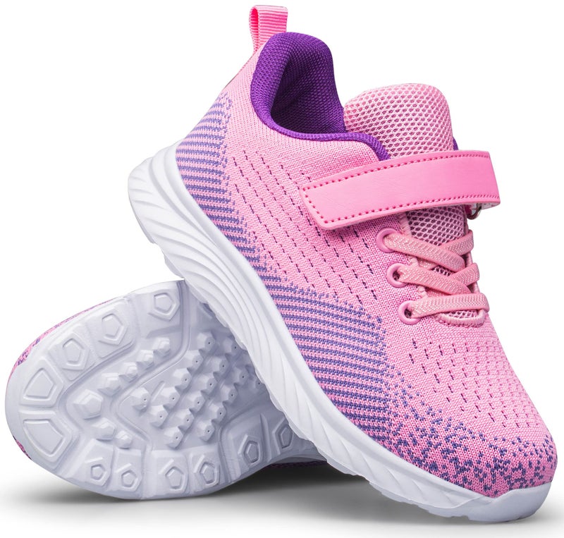 MURDESOT Kids Shoes Toddler Boys Girls Athletic Running Sports Strap Sneakers for Toddler/Little Kid/Big Kid 8 Pink&Purple - Image 1