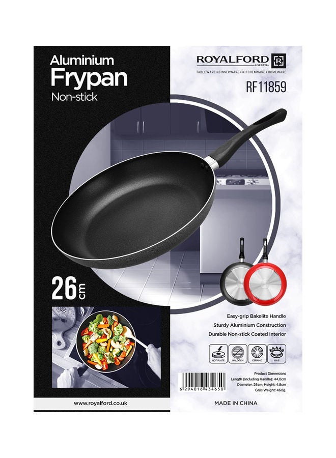 Royalford Strong Aluminum Body With Non-Stick Coating And Bakelite Handle| Compatible With Hot Plate Halogen Ceramic And Gas Stovetops| Perfect For Frying Sauting Tempering| Black Black 26 cmcm - Image 2