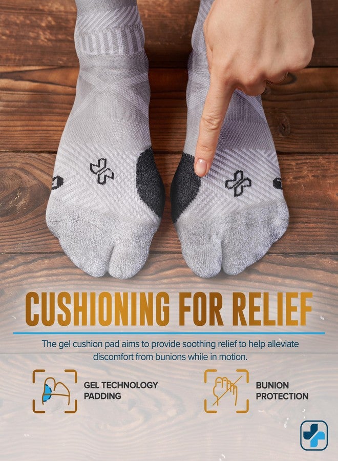 Doctor's Select 2 Pairs Bunion Socks for Women and Men - Copper & Bamboo Viscose Infused Bunion Relief Socks with Toe Separator | Black & Gray - Image 3