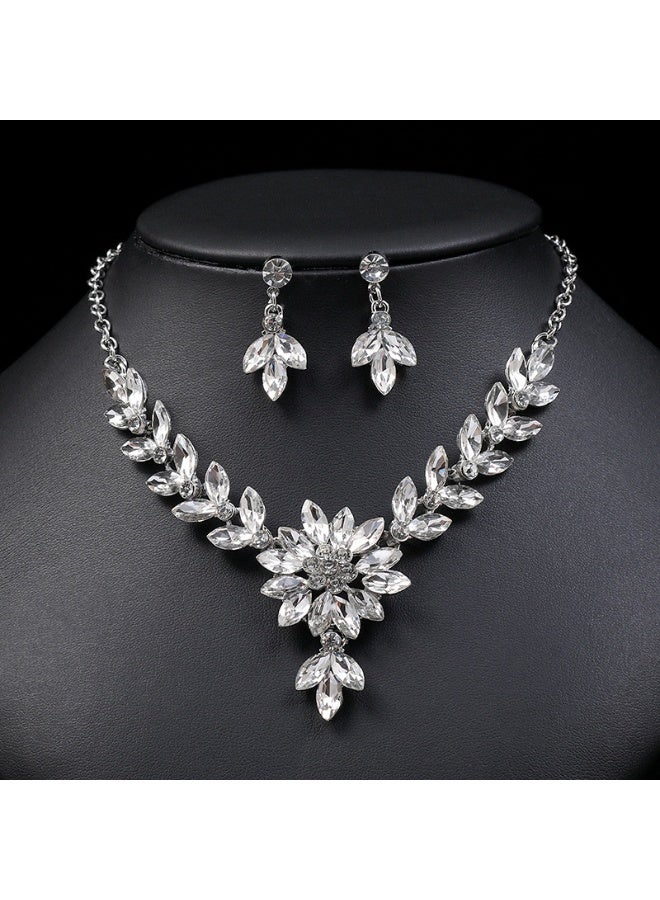 NIBEMINENT 2022 Summer New Vintage Crystal Color-Block Necklace and Earring Set - European and American Style