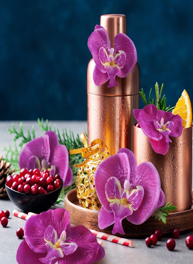 Janinka 80 Pcs Orchids Artificial Flowers Silk Phalaenopsis Flower Heads Fake Orchids Flowers for Cocktails Drink False Butterfly Orchid Head for Wedding Floral Bouquet DIY Craft Bridal Decor(Dark Purple) - Image 4