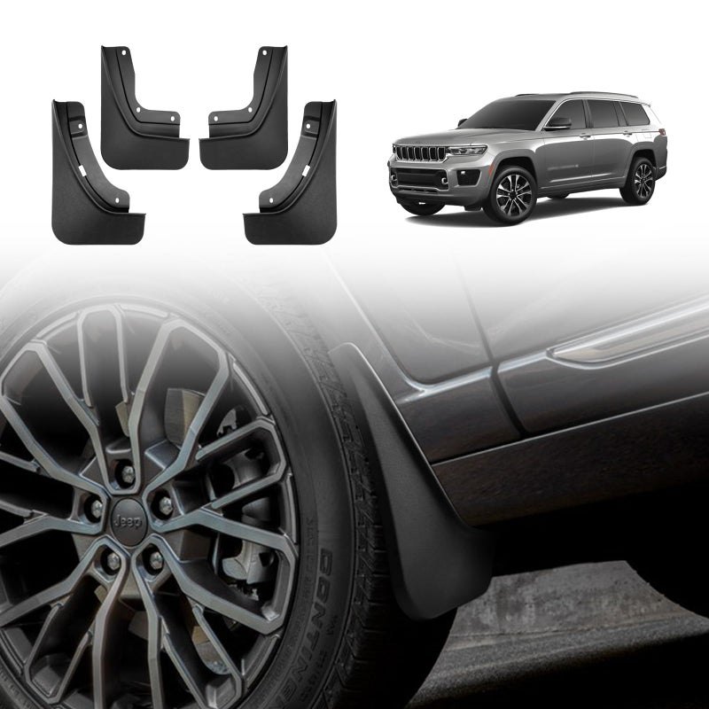 Muslogy for 20212024 2025 Grand Cherokee L 3Row Seat Mud Flaps Fender Mud Guard Front Rear 4PCS Set No Drilling Required Compatible with Jeep Grand Cherokee L 2025 20242021 GCL Accessories