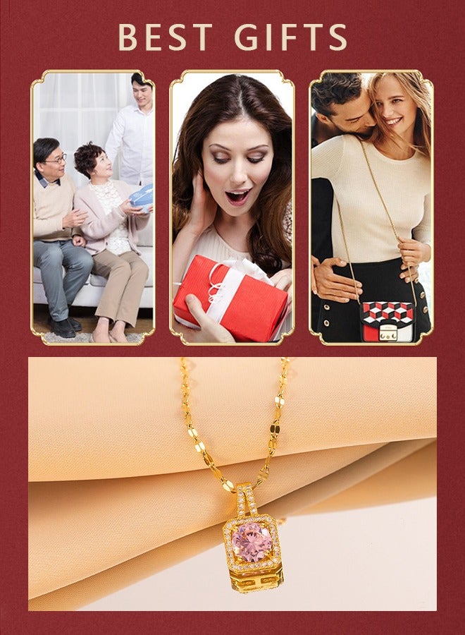 Gold Color Pendant Clavicle Chain Necklace, Inlaid Zircon, Birthday, Engagement, Anniversary, Wedding Jewelry Gift for Women - Image 5