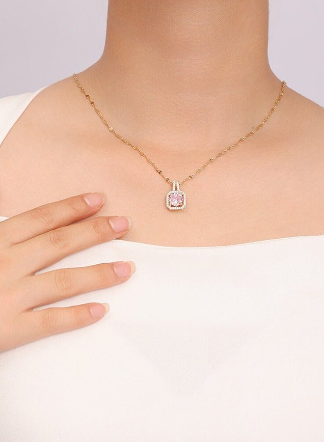 Gold Color Pendant Clavicle Chain Necklace, Inlaid Zircon, Birthday, Engagement, Anniversary, Wedding Jewelry Gift for Women - Image 2
