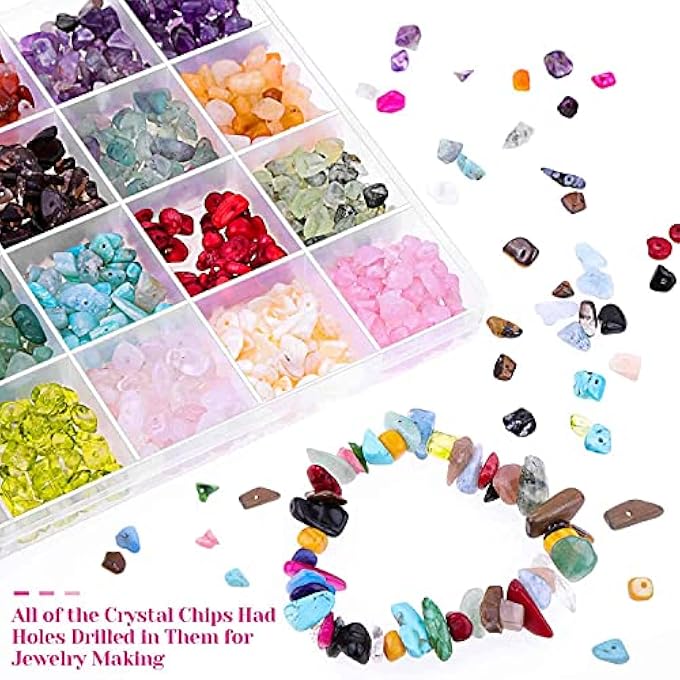 STRBOXONG 1200PCS 24 COLOR IRREGULAR CRYSTAL & STONE BEADS FOR JEWELRY MAKING - Image 3