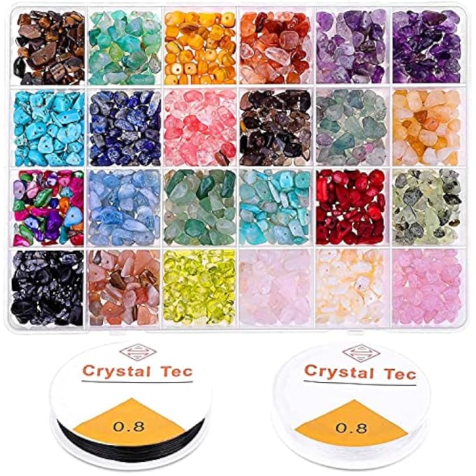 STRBOXONG 1200PCS 24 COLOR IRREGULAR CRYSTAL & STONE BEADS FOR JEWELRY MAKING - Image 1
