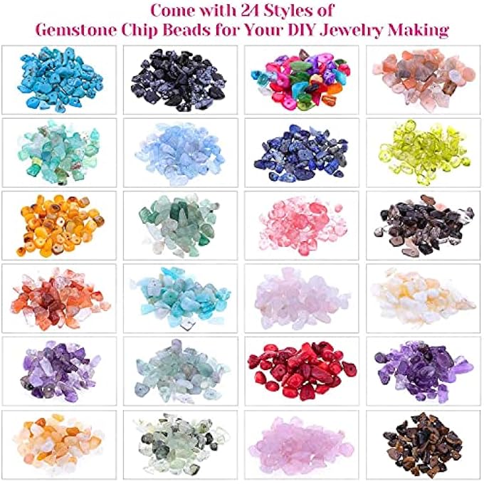 STRBOXONG 1200PCS 24 COLOR IRREGULAR CRYSTAL & STONE BEADS FOR JEWELRY MAKING - Image 2