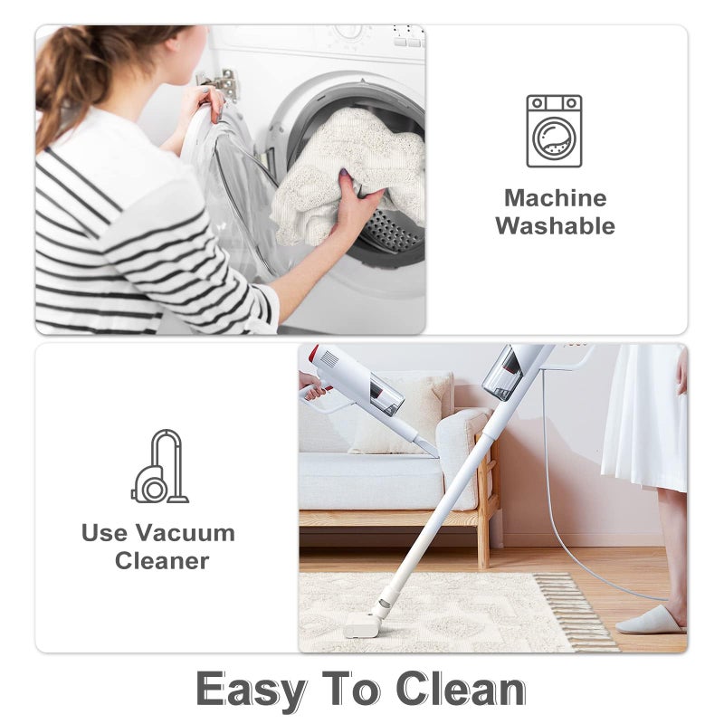 Uphome Boho Bathroom Runner Rug 2' x 4.3', Washable Woven Cotton Bedroom Rug Runners, Beige Aesthetic Tufted Entryway Runner Rugs, Bohemian Tribal Throw Rugs for Bedside Living Room Laundry Kitchen - Image 4