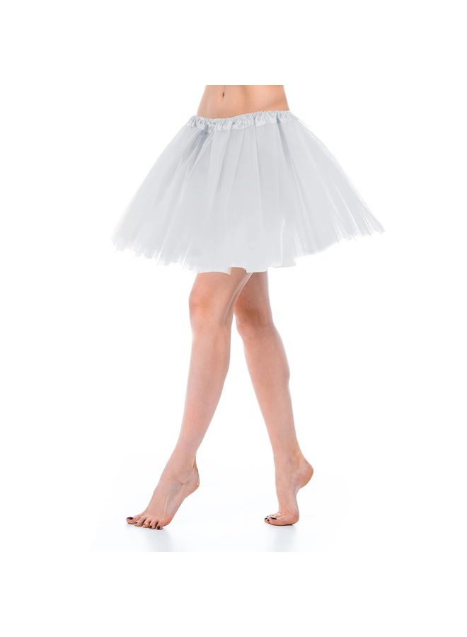 Yolev Women's Tulle Skirt Teen Adult Classic Elastic 3 Layered Tulle Tutu Skirt for Dress-up Parties Dancing for Women and Teens, White, One size - Image 1