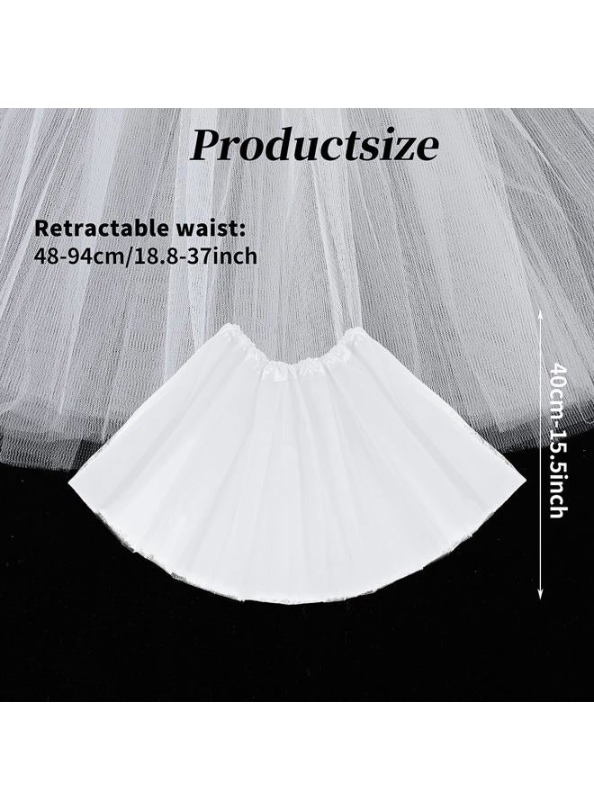 Yolev Women's Tulle Skirt Teen Adult Classic Elastic 3 Layered Tulle Tutu Skirt for Dress-up Parties Dancing for Women and Teens, White, One size - Image 4