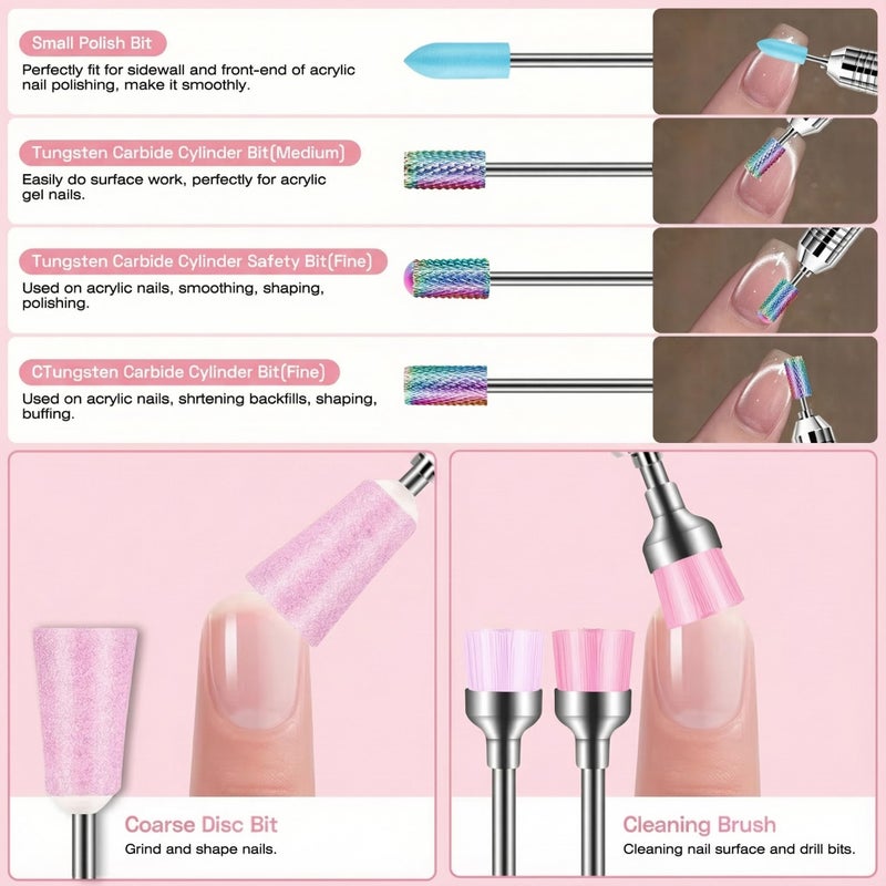 Rolokit 30PCS Nail Drill Bits Set with Holder Case: Professional 3/32" Diamond Ceramic Carbide Nail Bits for Acrylic Gel Polish Removal,Cuticle Care & Nail Art Tool Kit for Manicure Pedicure, Salon & Home Use - Image 3