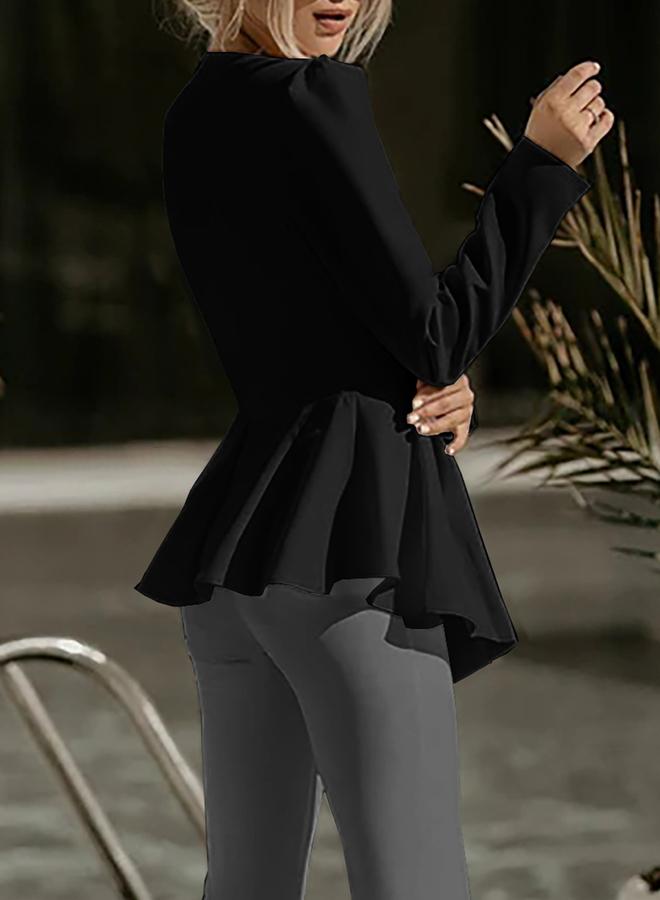 Take Two Black Long Sleeves Peplum Blazer - Image 2