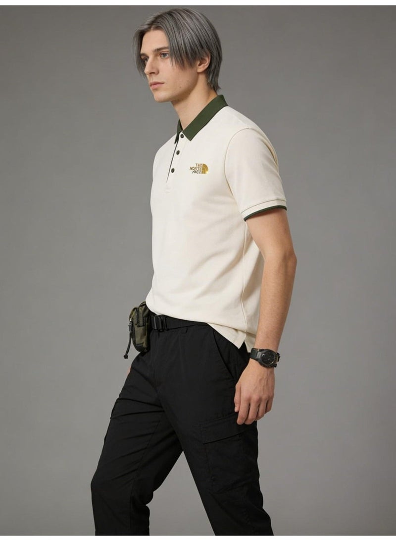 The North Face Contrast Trim Polo Shirt | Premium Moisture-Wicking Piqué Cotton Short Sleeve Casual Top with Gold Logo Embroidery - Image 4