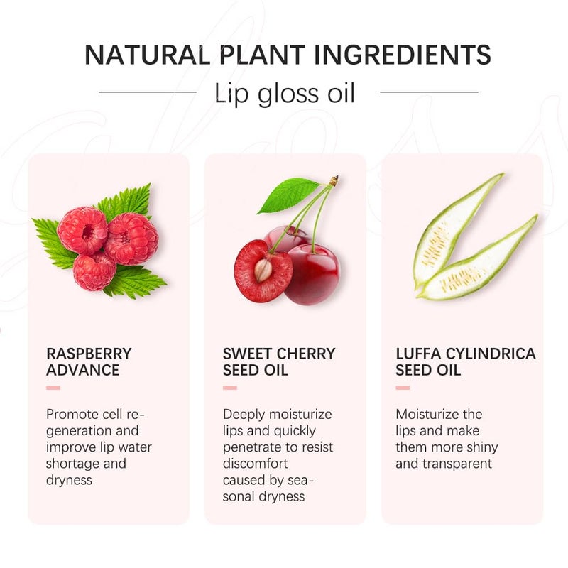 Fovcos Hydrating Lip Glow Oil, Moisturizing Lip Glow Oil, Lip Plumper Gloss, Transparent Lip Gloss, Lip Oil, Plumping Lip Oil, Lip Balm, Tinted Lip Balm Lip Care - Image 3