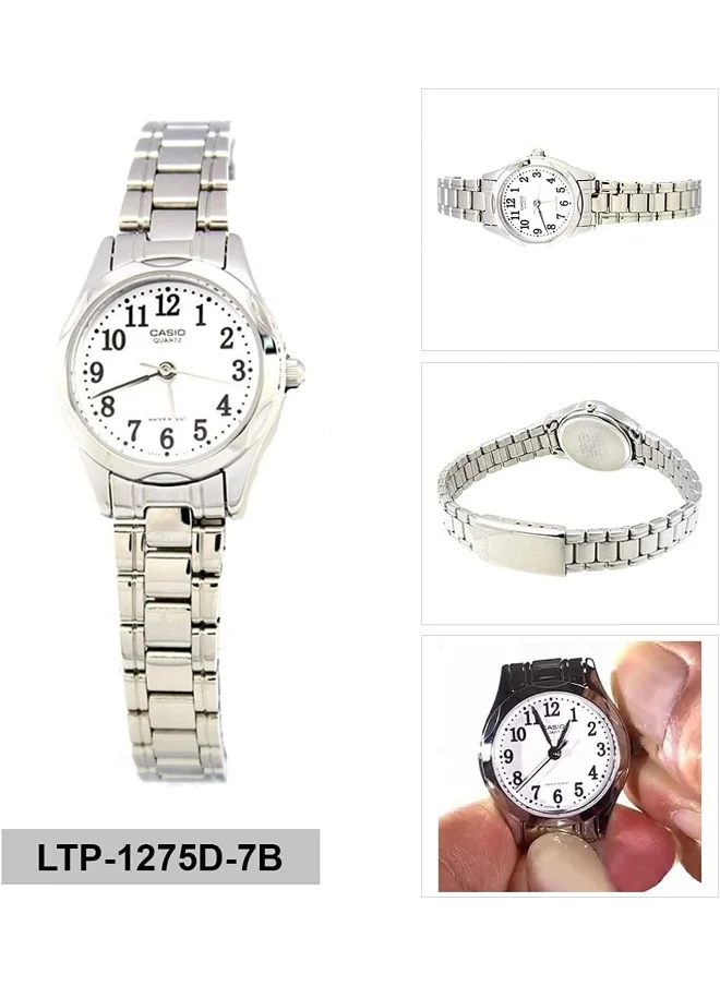 CASIO Women's Analog Display Watch With Silver Stainless Steel Strap - LTP-1275D-7B