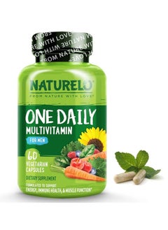 NATURELO One Daily Multivitamin for Men  Supplement to Boost Energy, General Health 60 Capsules 2 Month Supply 