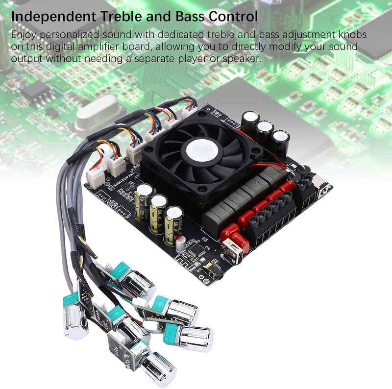 Zunate 2.1 Channel BT Amplifier Board, 200Wx2 and 400W Subwoofer Power with Treble and Bass Control, Compatible with Home Speakers and BT Devices - Image 4
