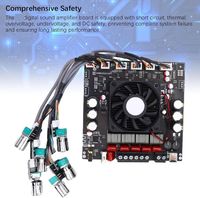 Zunate 2.1 Channel BT Amplifier Board, 200Wx2 and 400W Subwoofer Power with Treble and Bass Control, Compatible with Home Speakers and BT Devices - Image 2