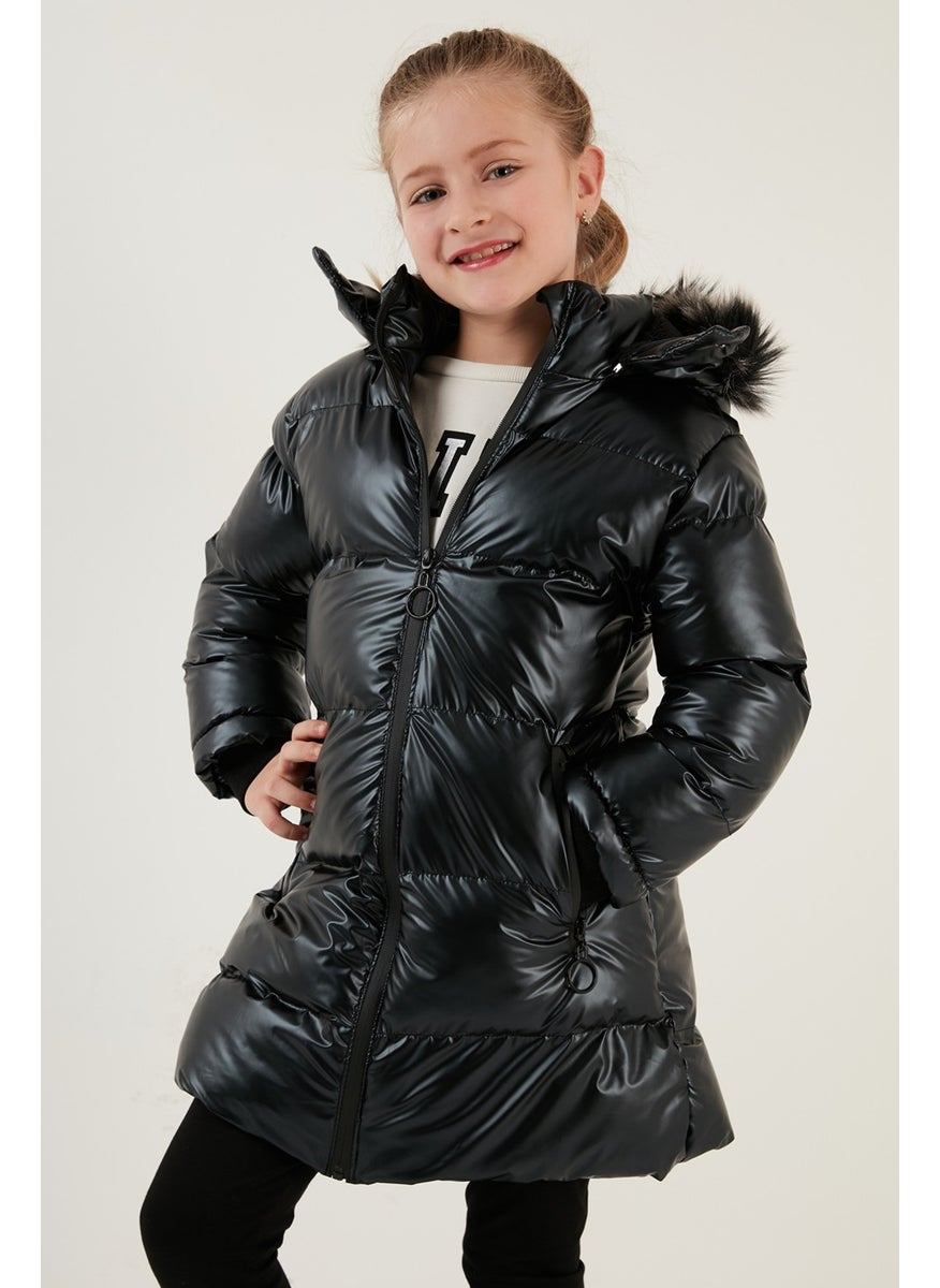 Lela Plush Lined Faux Fur Collar Removable Hooded Winter Coat Girls' Coat 5761908  - Image 2