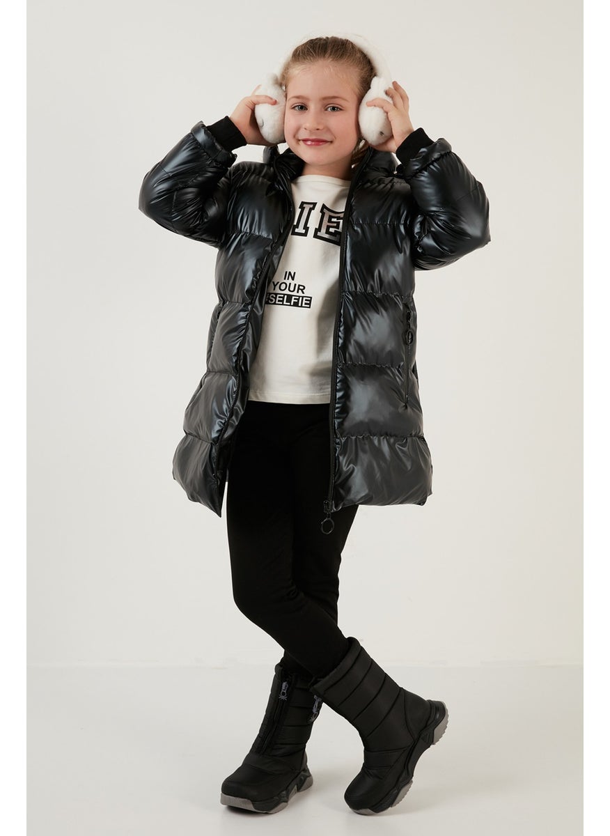 Lela Plush Lined Faux Fur Collar Removable Hooded Winter Coat Girls' Coat 5761908  - Image 4