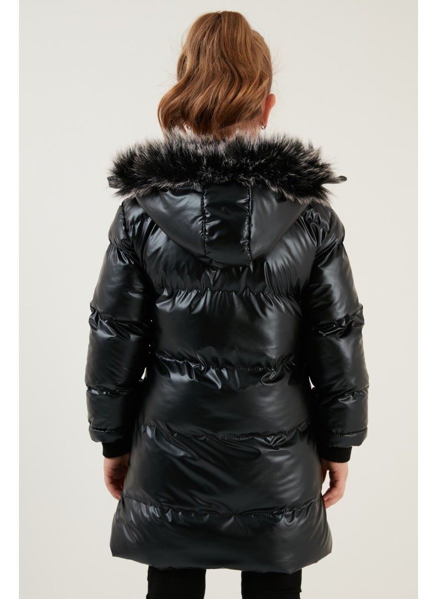 Lela Plush Lined Faux Fur Collar Removable Hooded Winter Coat Girls' Coat 5761908  - Image 5