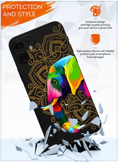 MOBILIUS for iPhone 11 Case, Shockproof Protective Phone Case Cover for iPhone 11, with Jaipur's elephant black Pattern  - Image 3