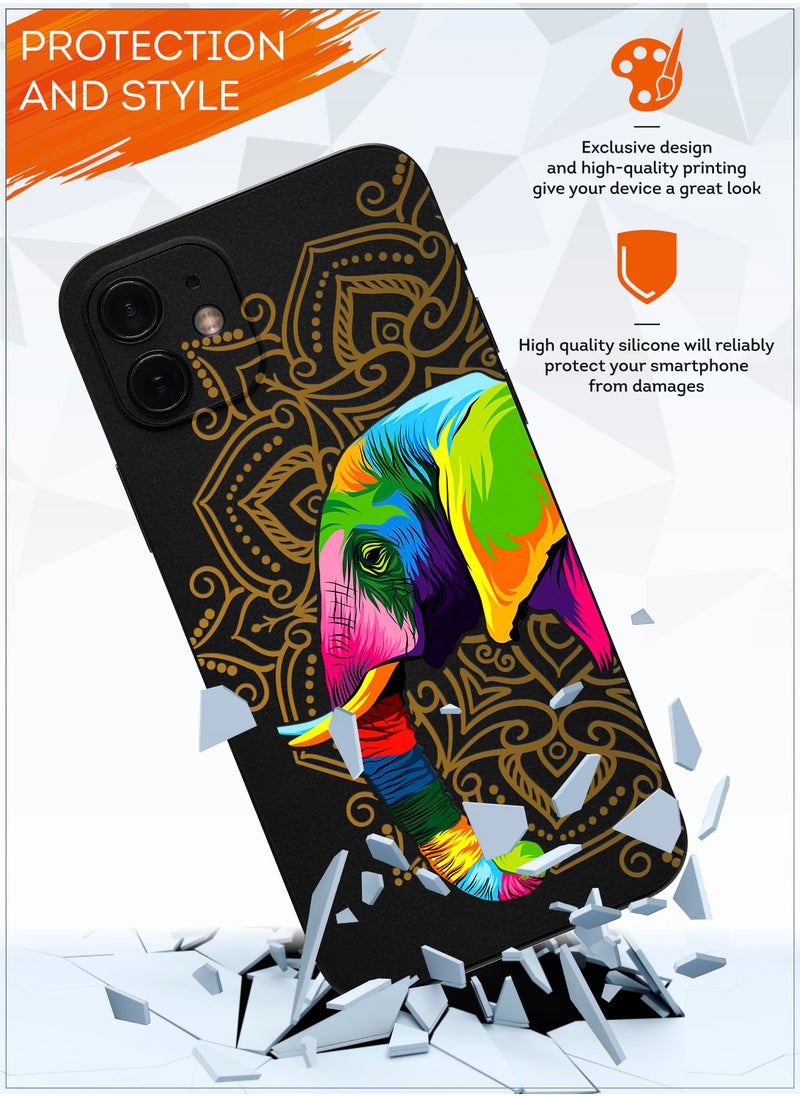 MOBILIUS - for iPhone 11 Case, Shockproof Protective Phone Case Cover for iPhone 11, with Jaipur's elephant black Pattern - Image 1