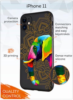 MOBILIUS for iPhone 11 Case, Shockproof Protective Phone Case Cover for iPhone 11, with Jaipur's elephant black Pattern  - Image 2