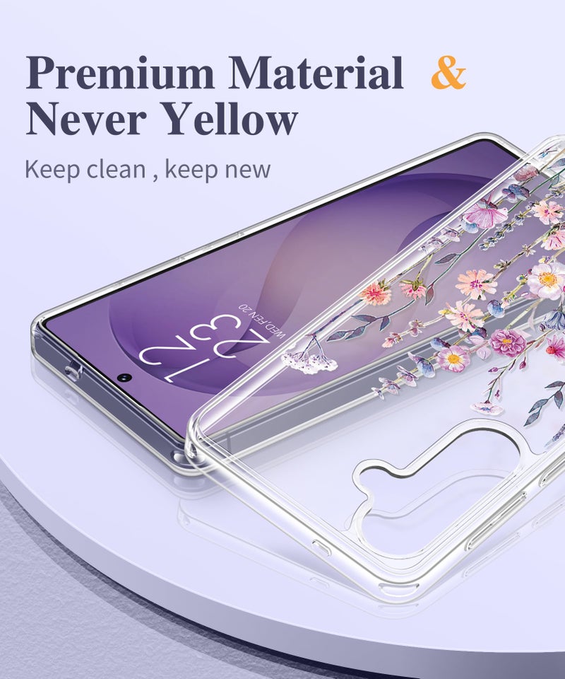 GVIEWIN for Samsung Galaxy S26 Plus Case, Clear Floral Slim Shockproof Protective Women Phone Case, Non-Yellowing, with Screen Protector&Camera Lens Protector for S26 Plus 6.7", Floratopia/Colorful - Image 3