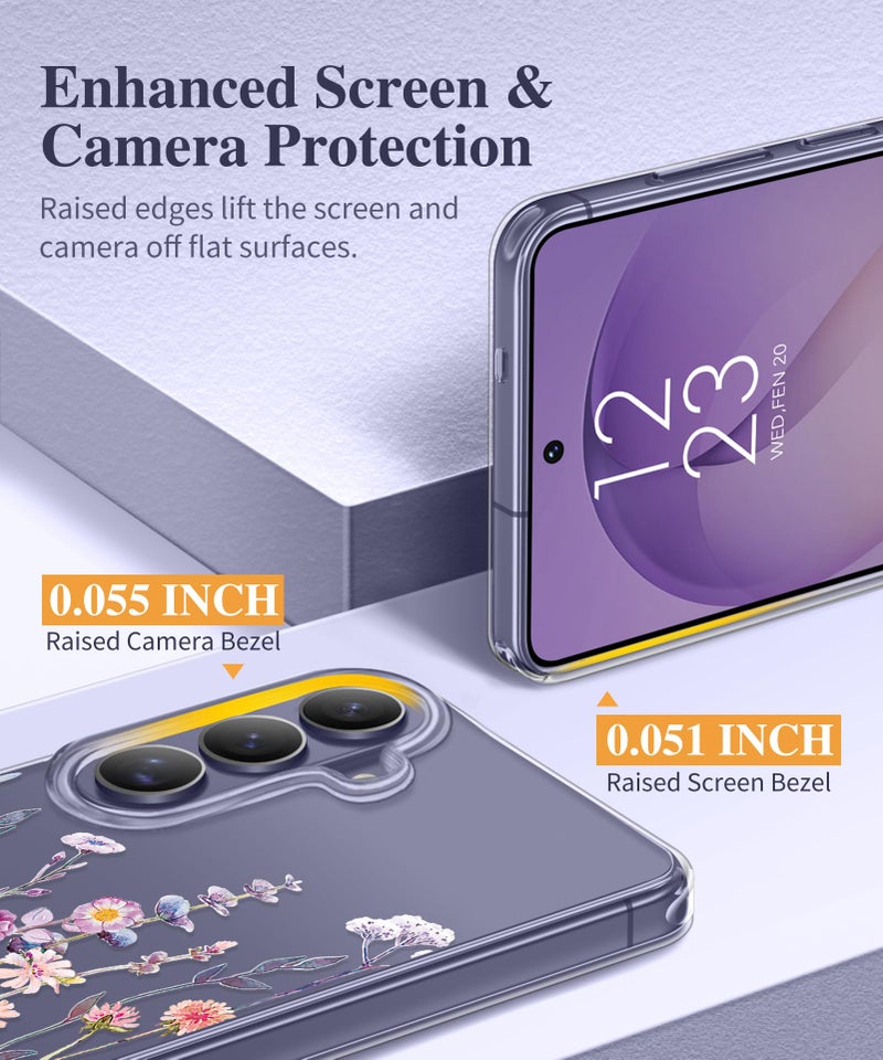 GVIEWIN for Samsung Galaxy S26 Plus Case, Clear Floral Slim Shockproof Protective Women Phone Case, Non-Yellowing, with Screen Protector&Camera Lens Protector for S26 Plus 6.7", Floratopia/Colorful - Image 5