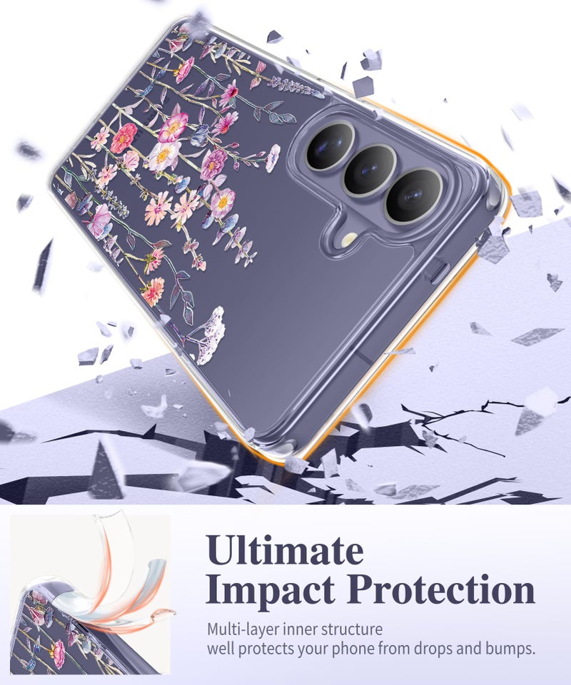 GVIEWIN for Samsung Galaxy S26 Plus Case, Clear Floral Slim Shockproof Protective Women Phone Case, Non-Yellowing, with Screen Protector&Camera Lens Protector for S26 Plus 6.7", Floratopia/Colorful - Image 4