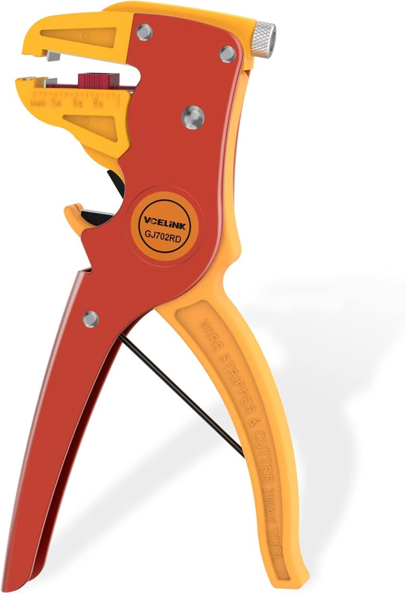 VCELINK Automatic Quickstrip Wire Stripper and Cutter, Professional Quick Strip Wire Stripper, 2 in 1 Adjustable Electrical Cable Wire Stripping Tool&Eagle Nose Pliers (7-Inch), Red - Image 1