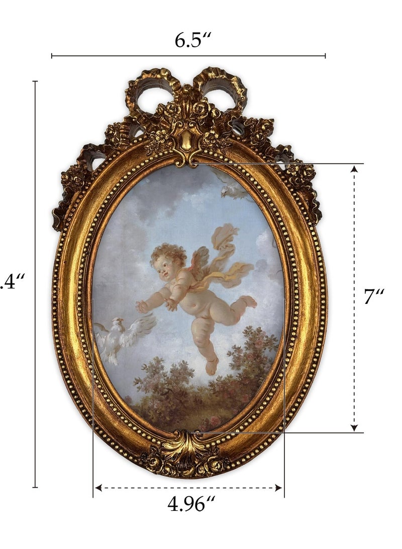 European vintage gold bow oval photo frame for Wall Hanging,Home Decor,Eid Decor - Image 2