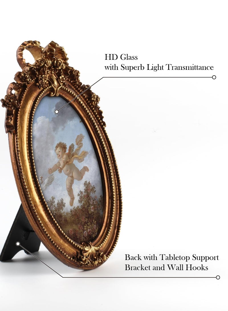 European vintage gold bow oval photo frame for Wall Hanging,Home Decor,Eid Decor - Image 3