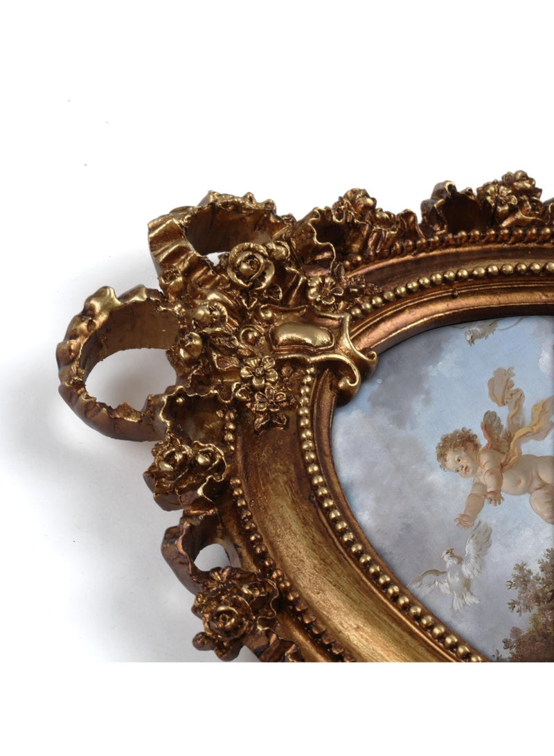 European vintage gold bow oval photo frame for Wall Hanging,Home Decor,Eid Decor - Image 4
