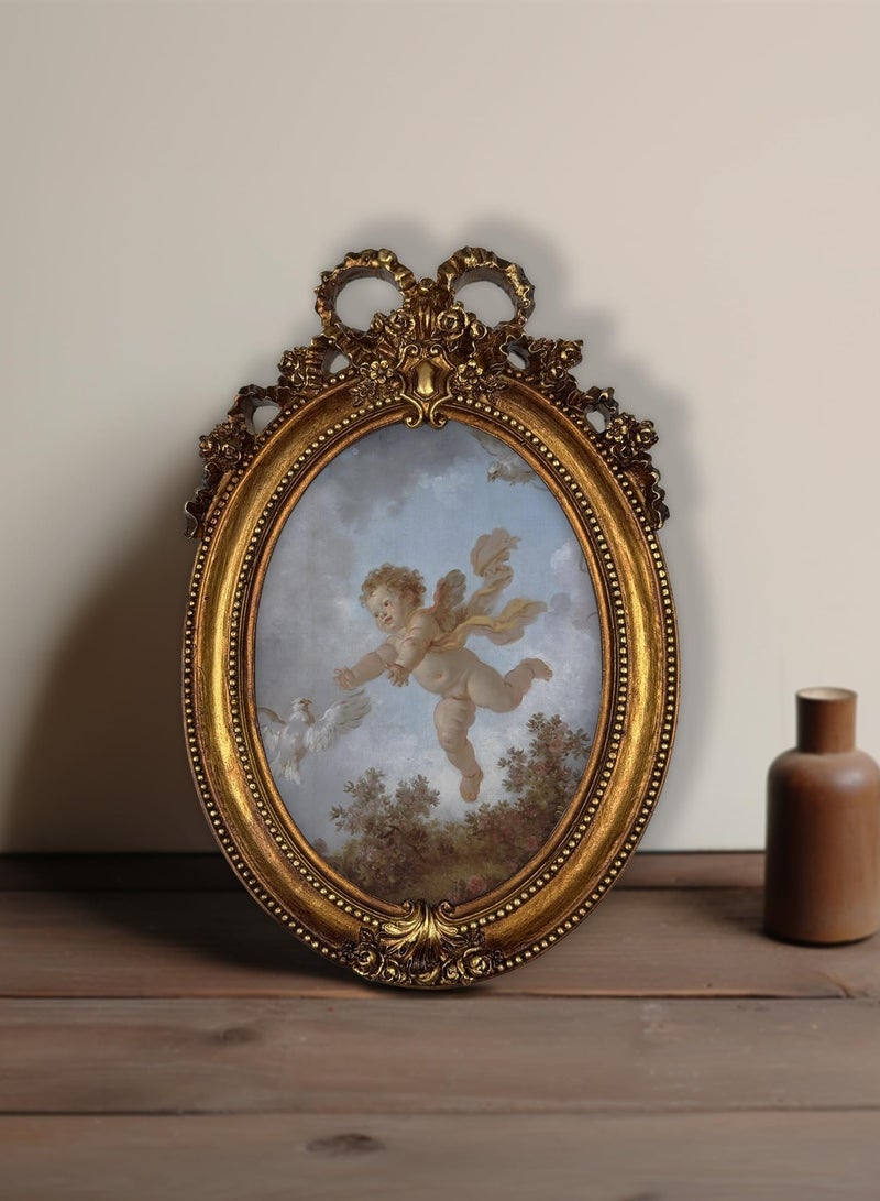 European vintage gold bow oval photo frame for Wall Hanging,Home Decor,Eid Decor - Image 5