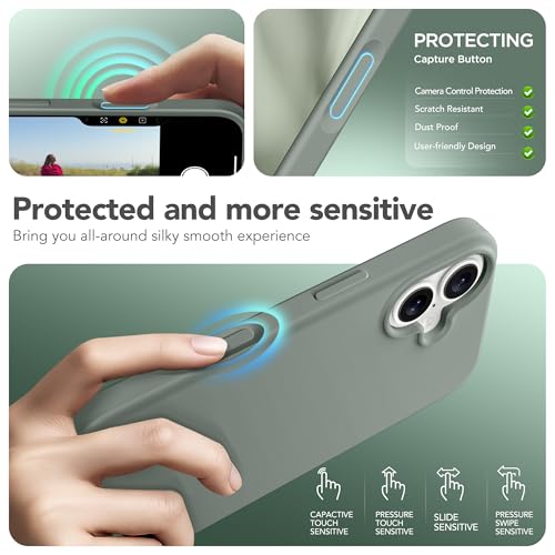 GONEZ Magnetic for iPhone 17 Case, [Compatible with MagSafe] Anti-Scratch Microfiber Lining & Screen Protector, Silicone Camera Control, Shockproof Slim Phone Cover 6.3 inch, Calke Green - Image 5