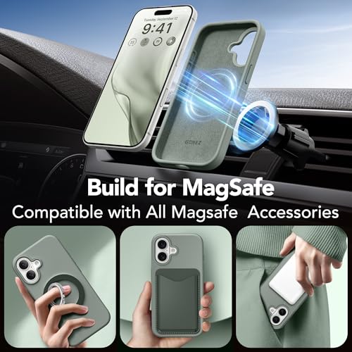 GONEZ Magnetic for iPhone 17 Case, [Compatible with MagSafe] Anti-Scratch Microfiber Lining & Screen Protector, Silicone Camera Control, Shockproof Slim Phone Cover 6.3 inch, Calke Green - Image 3