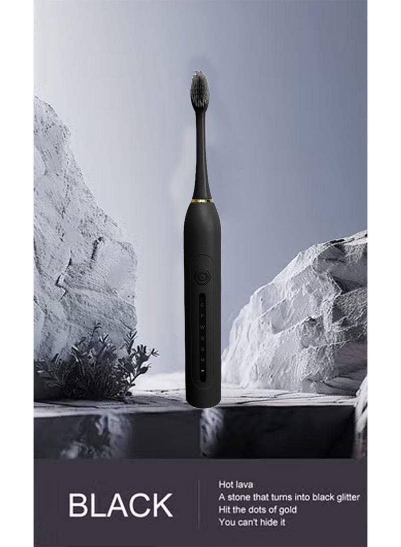 فرشاة الأسنان الكهربائية, فرشاة أسنان كهربائية ناعمة مقاومة للماء وقابلة لإعادة الشحن بواسطة USB,  مع 4 رؤوس فرشاة,  6 أوضاع، مؤقّت ذكي لمدة دقيقتين, للبالغين - Image 5
