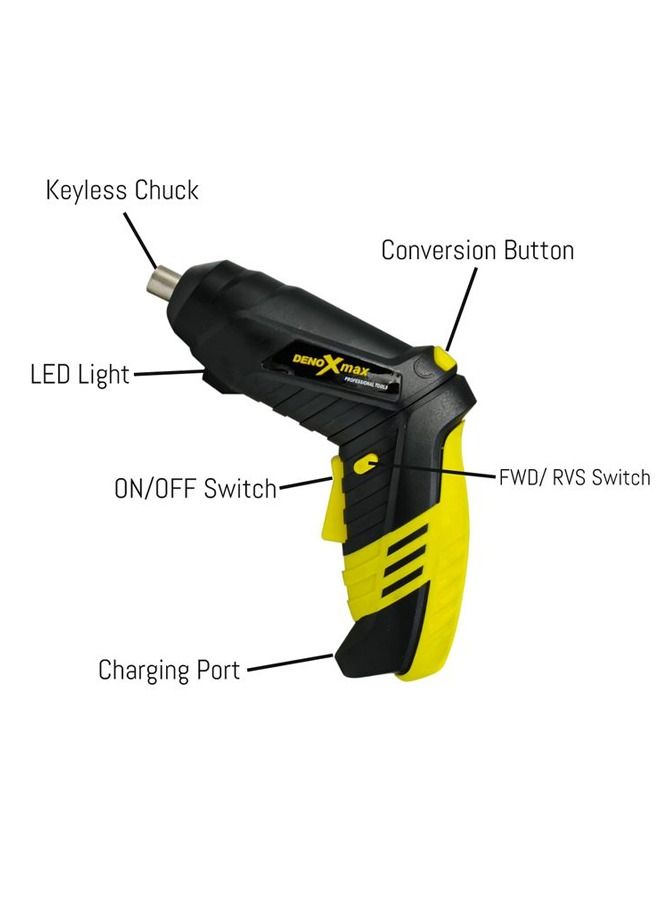 DENOXMAX 44 Piece Cordless Screwdriver Rechargeable with LED Light 220v/ 4.8v/ 200r/min 1300mAH Li-Lon Mini Drill Power Tool - Image 5