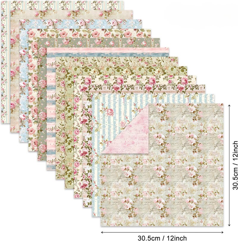 WLXTREE Scrapbook Paper Pad 12Ã—12,Floral Double-Sided Pattern Designer Planner Junk Journal Decorative Craft Paper,Card Making Journaling Origami Decopage Scrapbooking Supplies, 24 Sheets - Image 2