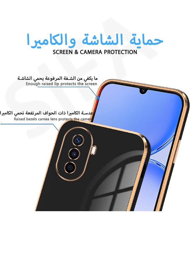 حافظة هواوي نوفا Y71/Y70 4G، حافظة تي بي يو ناعمة مطلية بالكهرباء مضادة للسقوط لهاتف نوفا Y71/Y70، غطاء خلفي مقاوم للصدمات لهاتف هواوي نوفا Y71/Y70 4G، أسود/ذهبي - Image 2