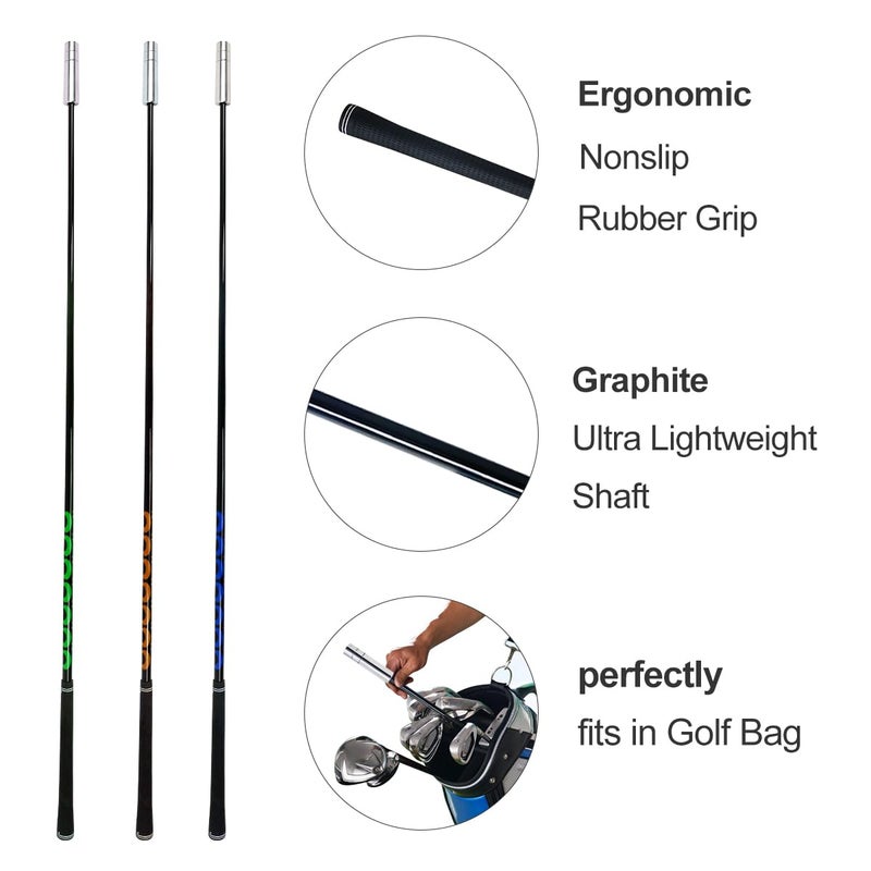 KONDAY Golf Swing Trainer, Golf Swing Training Aid Warm up Stick for Improving Rhythm, Flexibility, Balance, Tempo, Speed, and Strength with 4 Adjustable Weights - Image 3