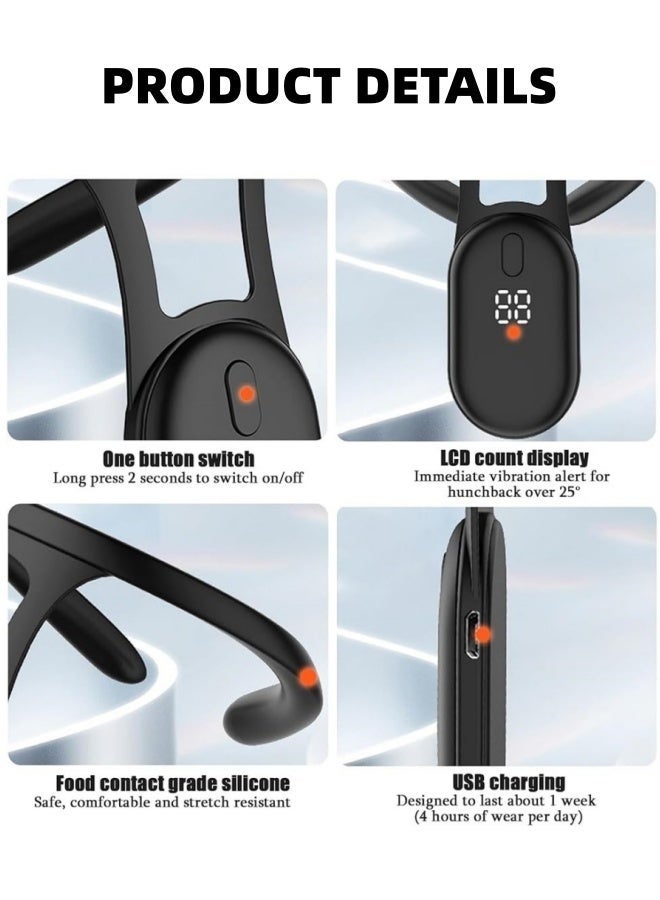 BESTPEAK Intelligent Pose Corrector, Smart Back Support, Hunchback Smart Corrector, Back Posture Monitoring Improvement Hunchback Posture Corrector Vibration, Unisex (Black) - Image 3