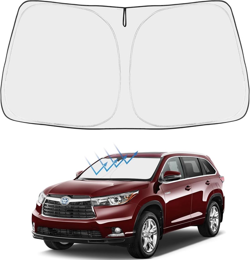 Proadsy Front Windshield Sun Shade Foldable Sunshade Protector Custom Fit 2019-2014 Toyota Highlander L LE XLE Limited Platinum Accessories 2022 Upgrade - Image 1